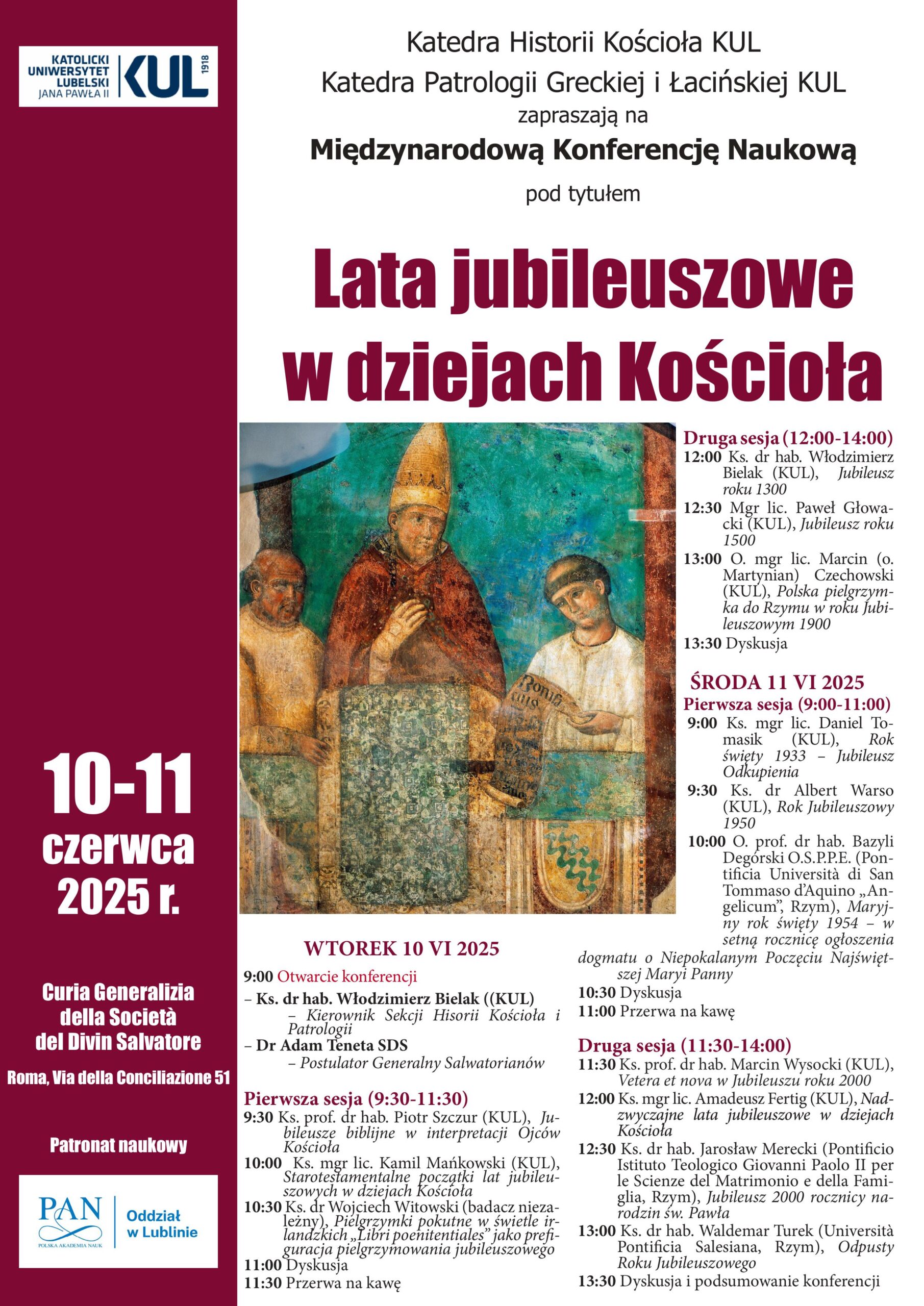 10-11.06.2025 r. Międzynarodowa Konferencja Naukowa:  Lata jubileuszowe w dziejach Kościoła